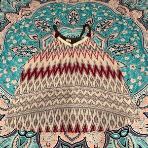 Rewind Red and Cream Zigzag Sleeveless Top